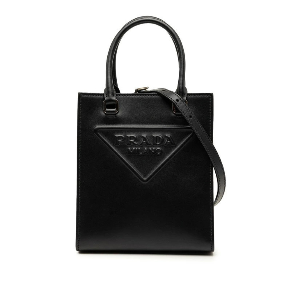Prada Triangle 2way Shoulder Bag Black Leather